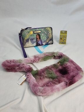 Dooney&Bourke "Wish" Wristlet, Faux Fur Handbag w/ "Clueless" Mystery Pin Set